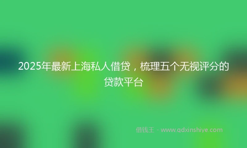 2025年最新上海私人借贷，梳理五个无视评分的贷款平台
