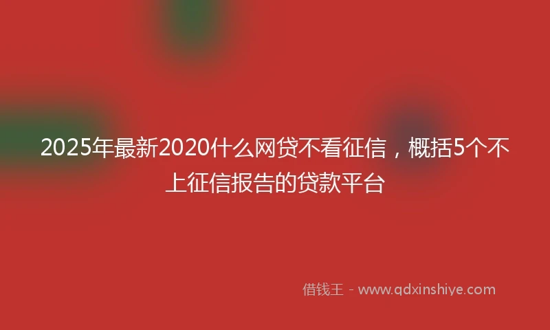 2025年最新2020什么网贷不看征信，概括5个不上征信报告的贷款平台