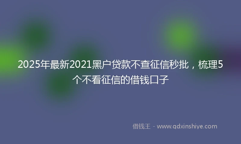 2025年最新2021黑户贷款不查征信秒批，梳理5个不看征信的借钱口子