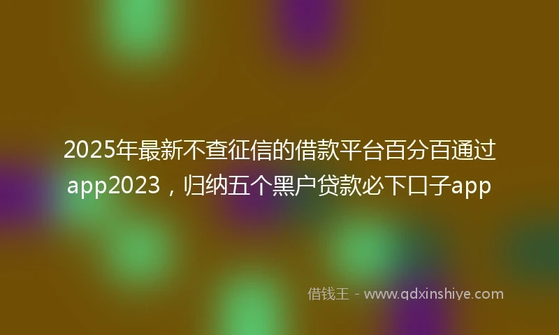 2025年最新不查征信的借款平台百分百通过app2023，归纳五个黑户贷款必下口子app