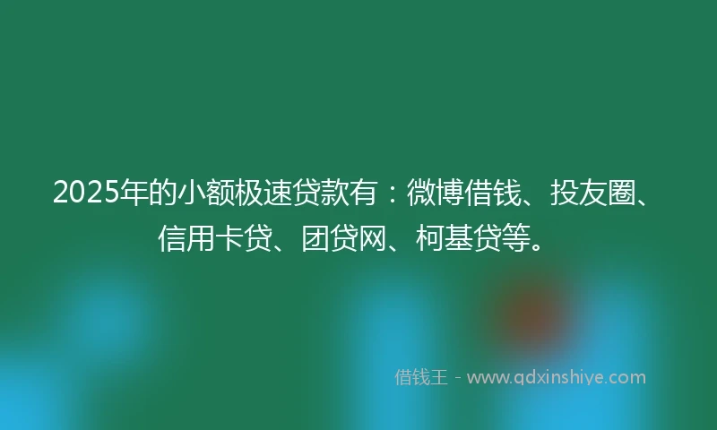 2025年的小额极速贷款有：微博借钱、投友圈、信用卡贷、团贷网、柯基贷等。