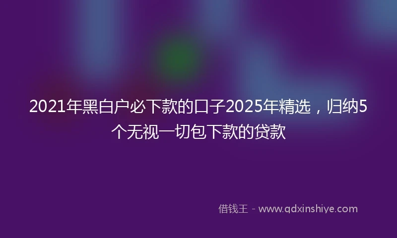 2021年黑白户必下款的口子2025年精选，归纳5个无视一切包下款的贷款