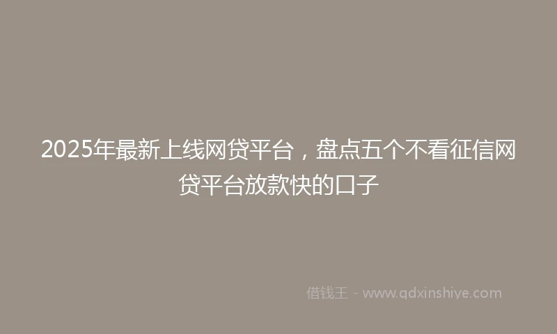 2025年最新上线网贷平台，盘点五个不看征信网贷平台放款快的口子