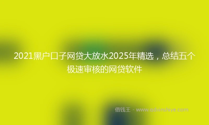 2021黑户口子网贷大放水2025年精选，总结五个极速审核的网贷软件