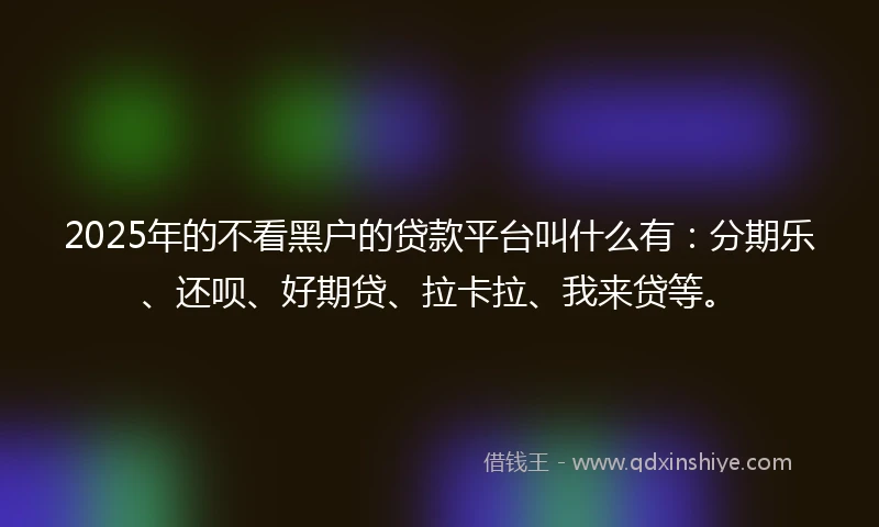 2025年的不看黑户的贷款平台叫什么有：分期乐、还呗、好期贷、拉卡拉、我来贷等。