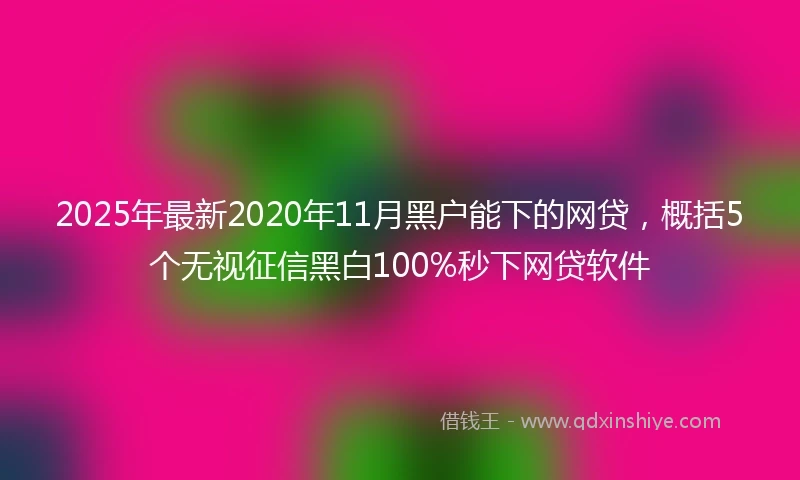2025年最新2020年11月黑户能下的网贷，概括5个无视征信黑白100%秒下网贷软件