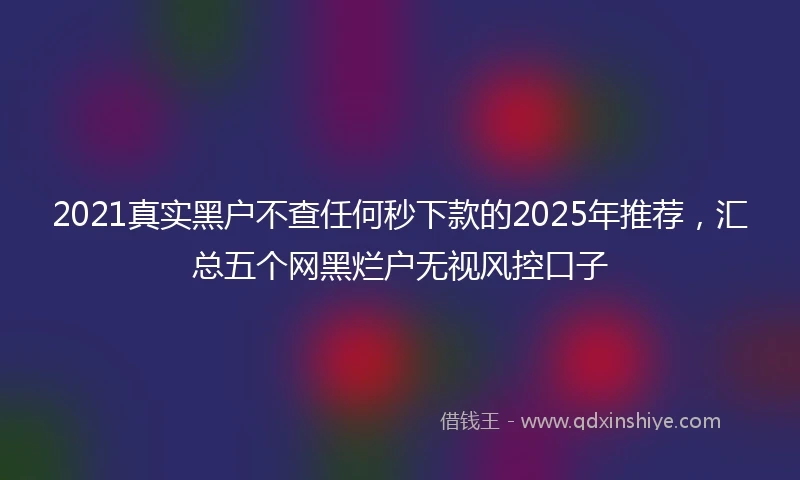 2021真实黑户不查任何秒下款的2025年推荐，汇总五个网黑烂户无视风控口子