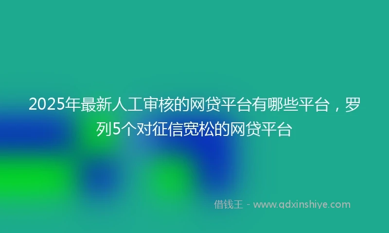2025年最新人工审核的网贷平台有哪些平台，罗列5个对征信宽松的网贷平台
