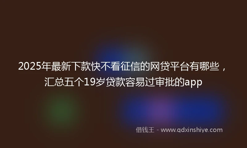 2025年最新下款快不看征信的网贷平台有哪些，汇总五个19岁贷款容易过审批的app
