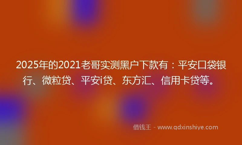 2025年的2021老哥实测黑户下款有：平安口袋银行、微粒贷、平安i贷、东方汇、信用卡贷等。