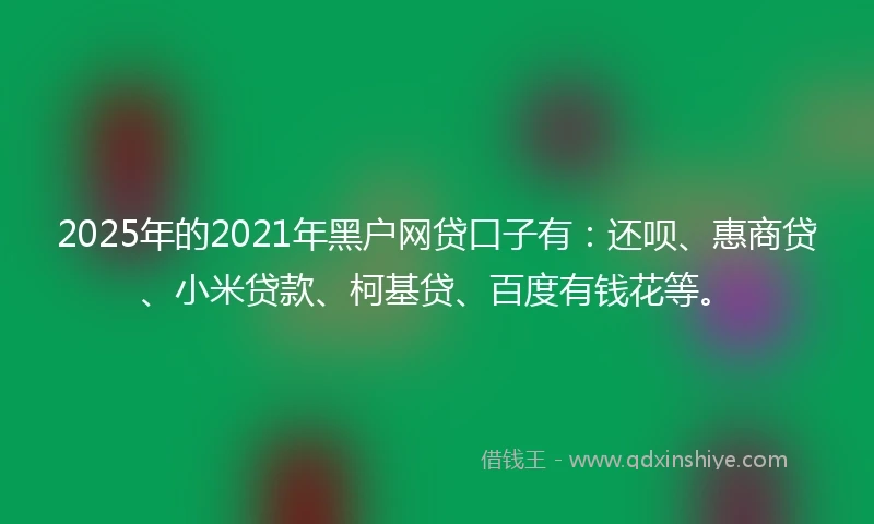 2025年的2021年黑户网贷口子有：还呗、惠商贷、小米贷款、柯基贷、百度有钱花等。