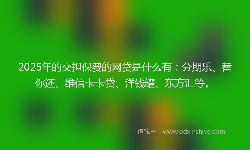 2025年的交担保费的网贷是什么有：分期乐、替你还、维信卡卡贷、洋钱罐、东方汇等。