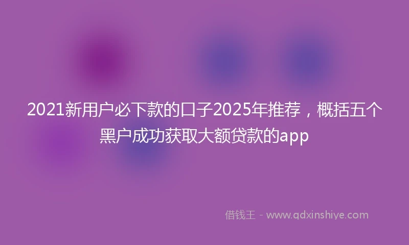 2021新用户必下款的口子2025年推荐，概括五个黑户成功获取大额贷款的app