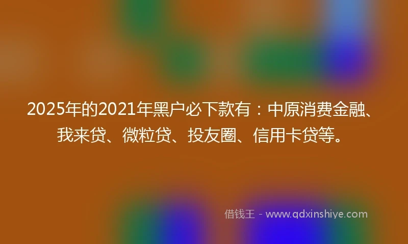2025年的2021年黑户必下款有：中原消费金融、我来贷、微粒贷、投友圈、信用卡贷等。