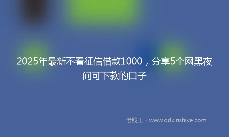 2025年最新不看征信借款1000，分享5个网黑夜间可下款的口子