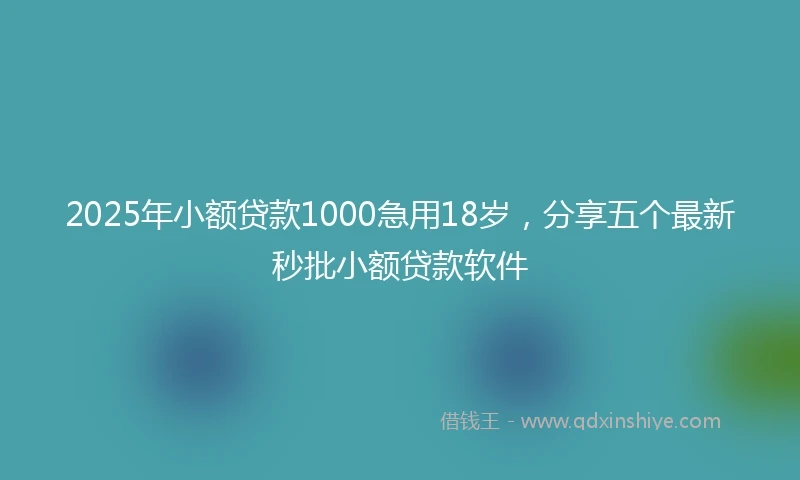 2025年小额贷款1000急用18岁，分享五个最新秒批小额贷款软件