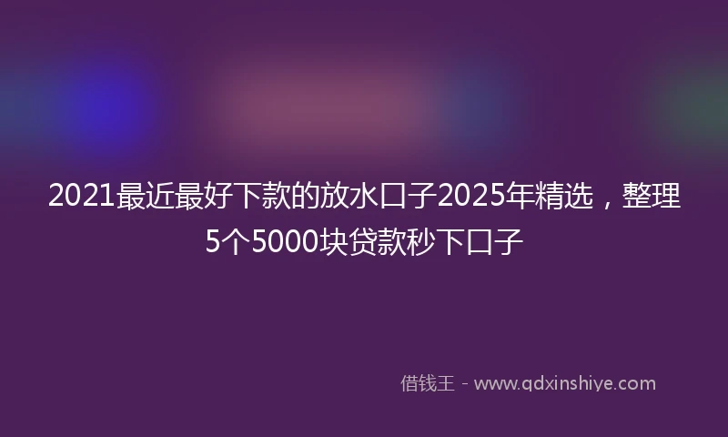 2021最近最好下款的放水口子2025年精选，整理5个5000块贷款秒下口子