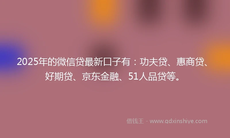 2025年的微信贷最新口子有：功夫贷、惠商贷、好期贷、京东金融、51人品贷等。