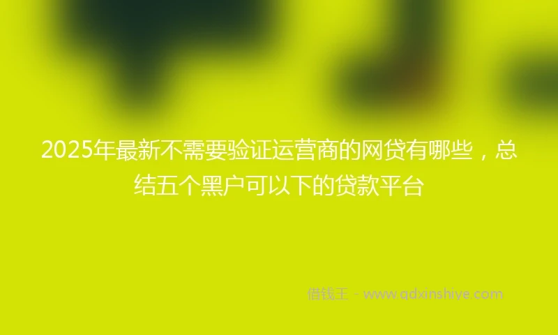 2025年最新不需要验证运营商的网贷有哪些，总结五个黑户可以下的贷款平台