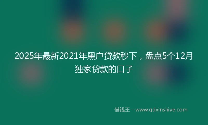 2025年最新2021年黑户贷款秒下，盘点5个12月独家贷款的口子