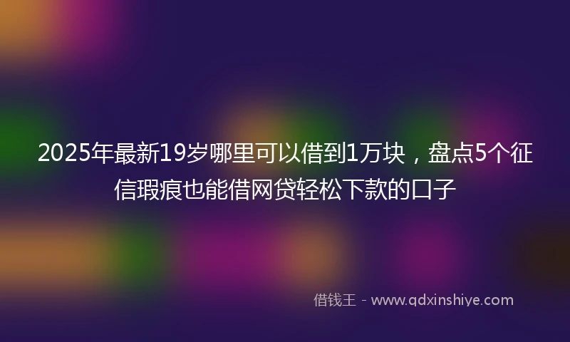 2025年最新19岁哪里可以借到1万块，盘点5个征信瑕疵也能借网贷轻松下款的口子
