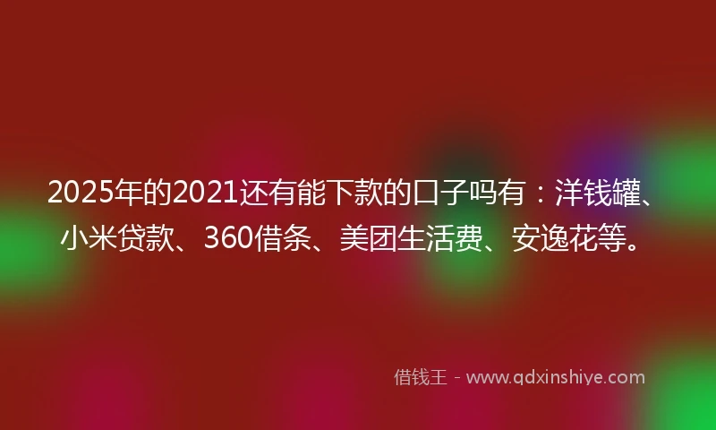 2025年的2021还有能下款的口子吗有：洋钱罐、小米贷款、360借条、美团生活费、安逸花等。