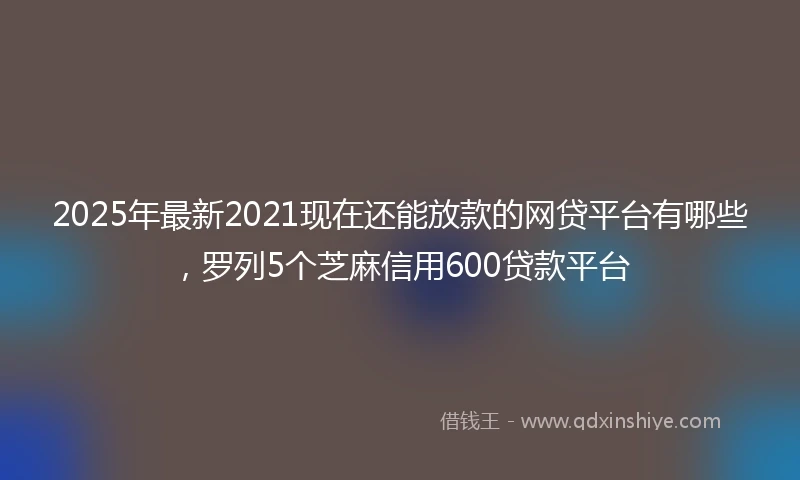 2025年最新2021现在还能放款的网贷平台有哪些，罗列5个芝麻信用600贷款平台