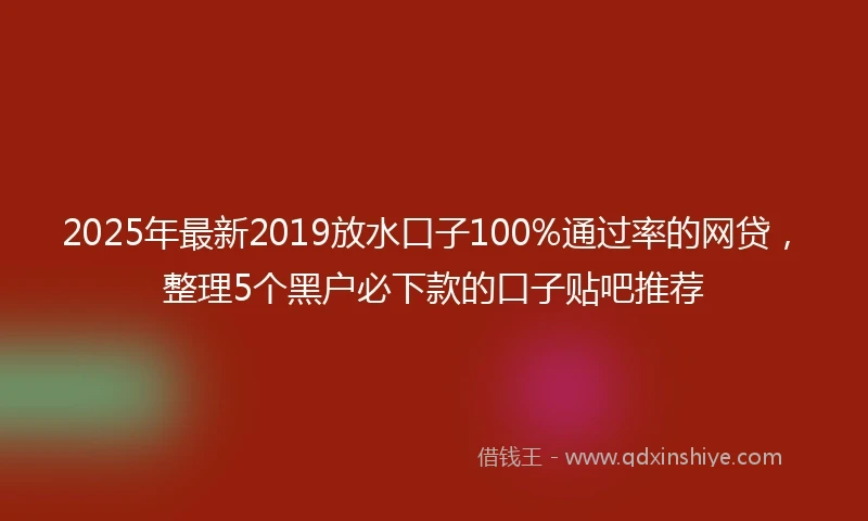 2025年最新2019放水口子100%通过率的网贷，整理5个黑户必下款的口子贴吧推荐