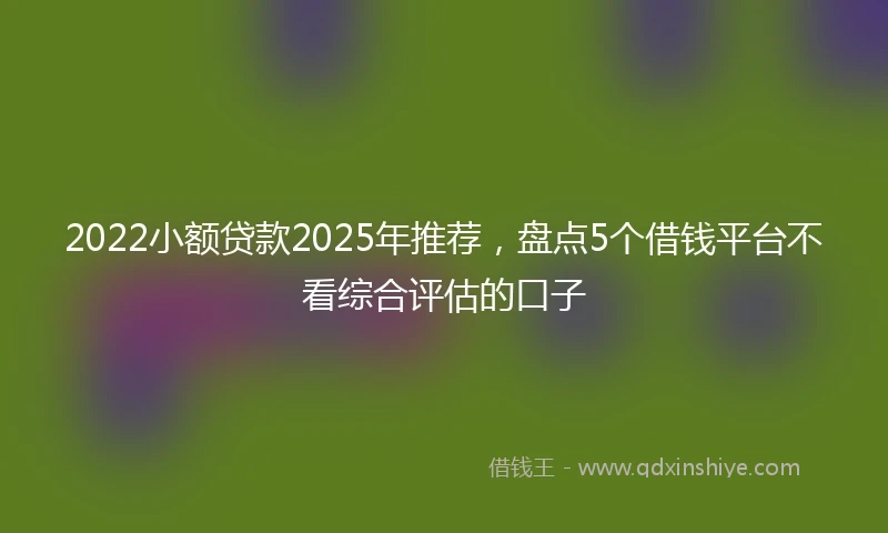 2022小额贷款2025年推荐，盘点5个借钱平台不看综合评估的口子