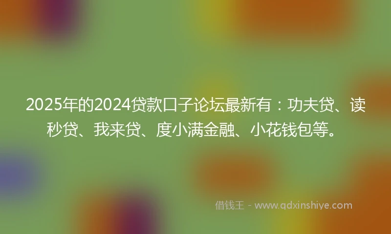 2025年的2024贷款口子论坛最新有：功夫贷、读秒贷、我来贷、度小满金融、小花钱包等。
