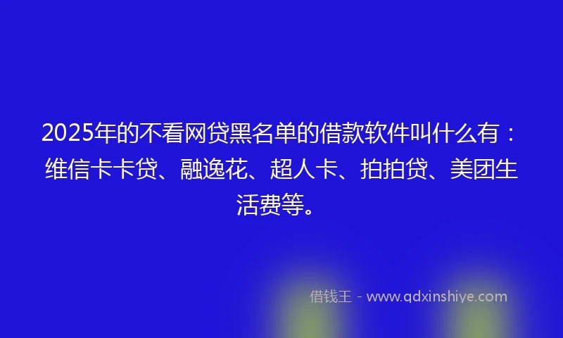 2025年的不看网贷黑名单的借款软件叫什么有：维信卡卡贷、融逸花、超人卡、拍拍贷、美团生活费等。