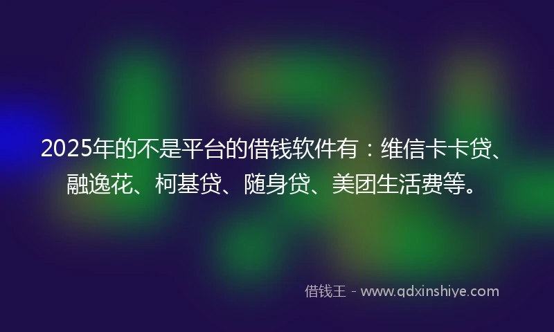 2025年的不是平台的借钱软件有：维信卡卡贷、融逸花、柯基贷、随身贷、美团生活费等。
