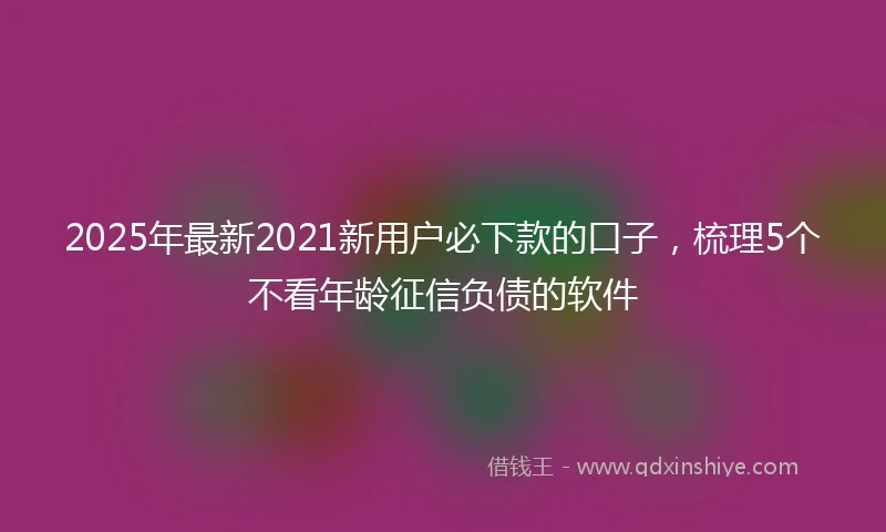 2025年最新2021新用户必下款的口子，梳理5个不看年龄征信负债的软件