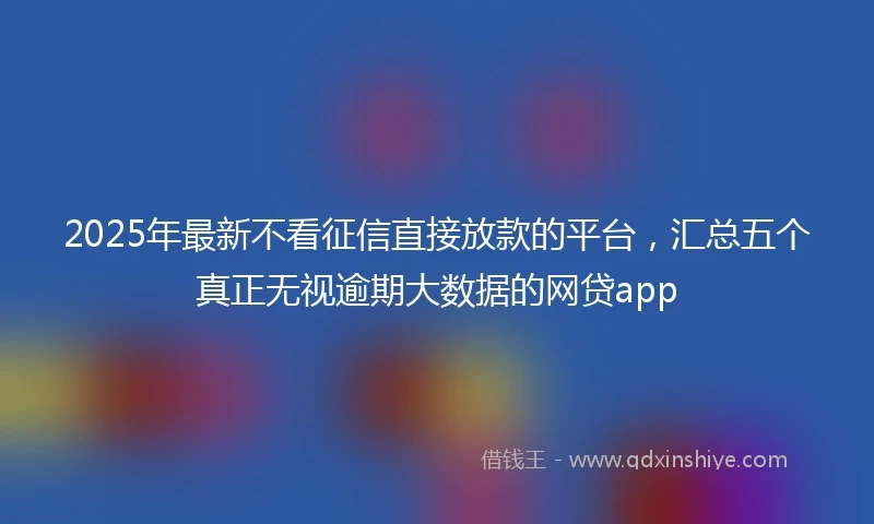 2025年最新不看征信直接放款的平台，汇总五个真正无视逾期大数据的网贷app