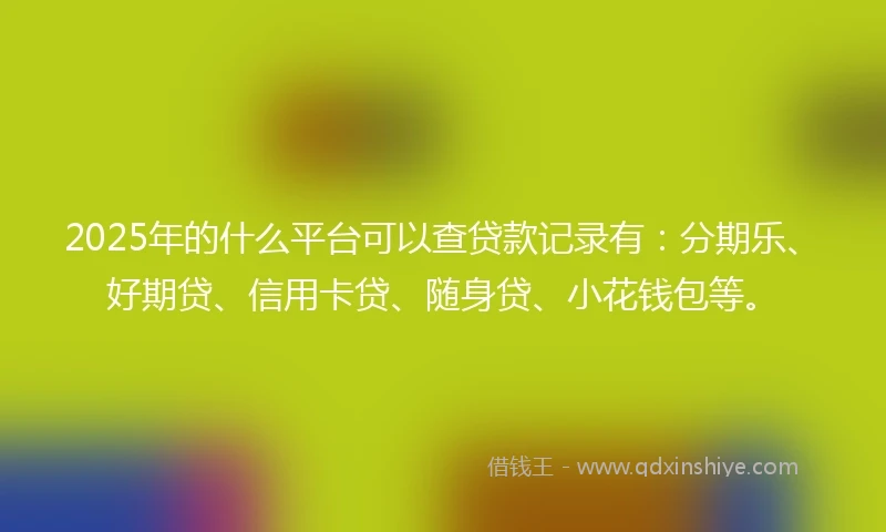 2025年的什么平台可以查贷款记录有：分期乐、好期贷、信用卡贷、随身贷、小花钱包等。