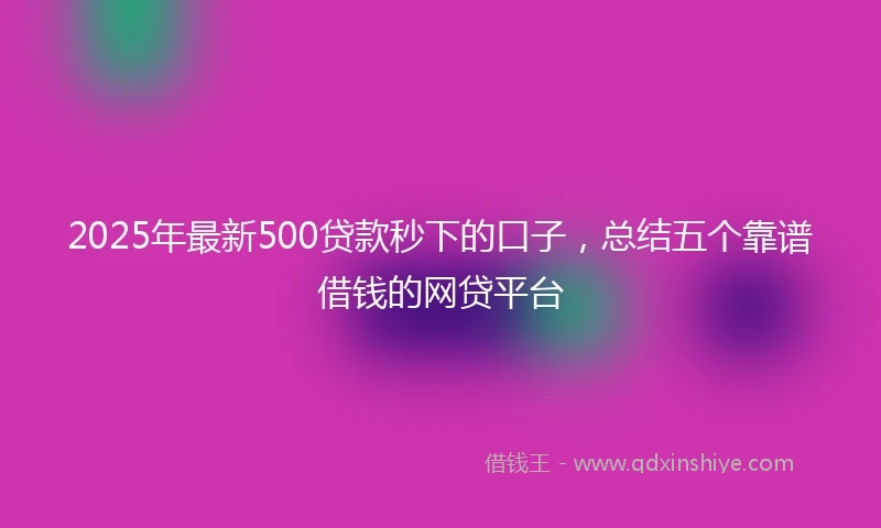 2025年最新500贷款秒下的口子，总结五个靠谱借钱的网贷平台