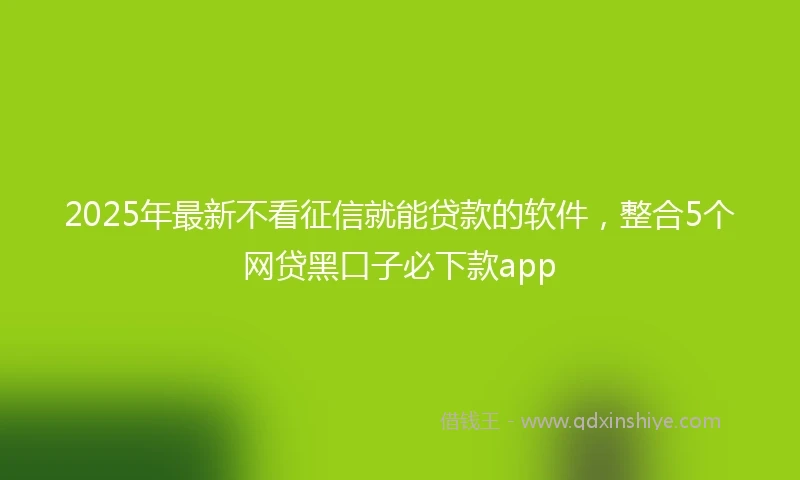 2025年最新不看征信就能贷款的软件，整合5个网贷黑口子必下款app
