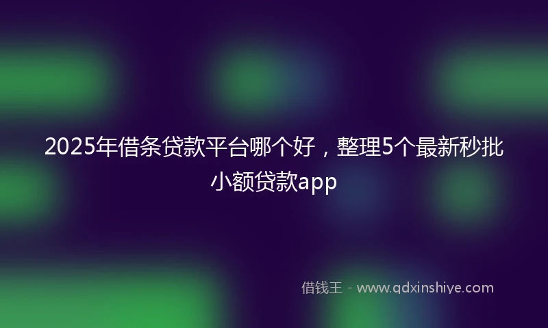 2025年借条贷款平台哪个好，整理5个最新秒批小额贷款app