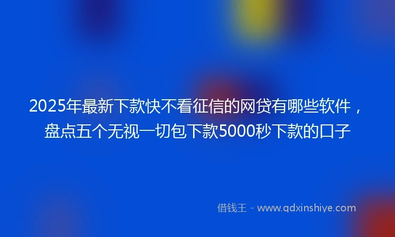 2025年最新下款快不看征信的网贷有哪些软件，盘点五个无视一切包下款5000秒下款的口子