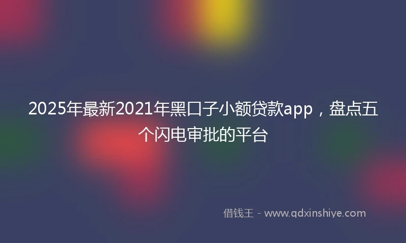 2025年最新2021年黑口子小额贷款app，盘点五个闪电审批的平台