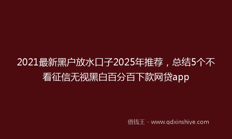 2021最新黑户放水口子2025年推荐，总结5个不看征信无视黑白百分百下款网贷app