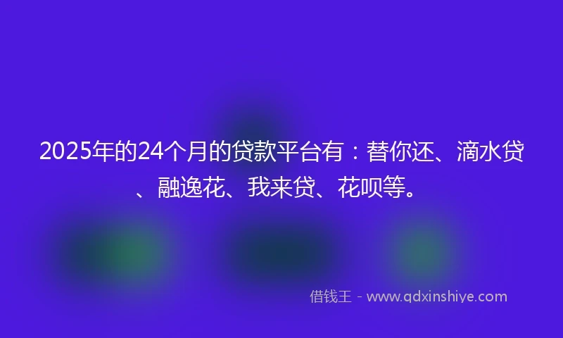 2025年的24个月的贷款平台有：替你还、滴水贷、融逸花、我来贷、花呗等。
