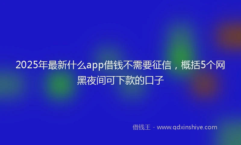 2025年最新什么app借钱不需要征信，概括5个网黑夜间可下款的口子