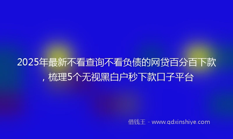 2025年最新不看查询不看负债的网贷百分百下款，梳理5个无视黑白户秒下款口子平台
