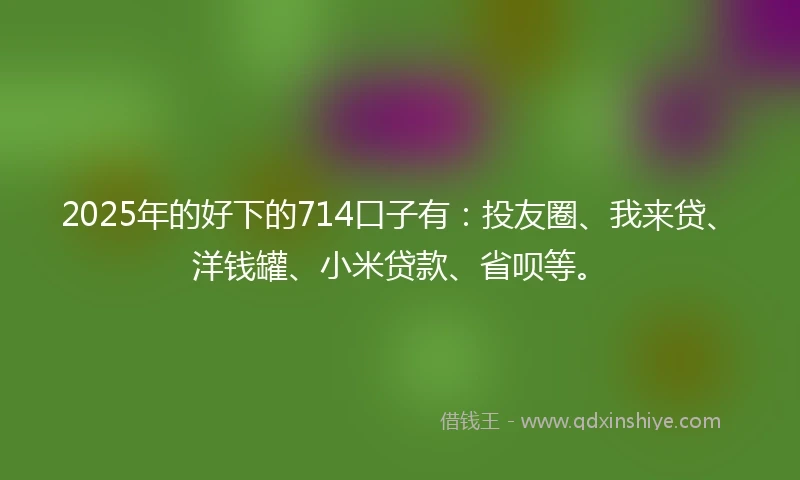 2025年的好下的714口子有：投友圈、我来贷、洋钱罐、小米贷款、省呗等。