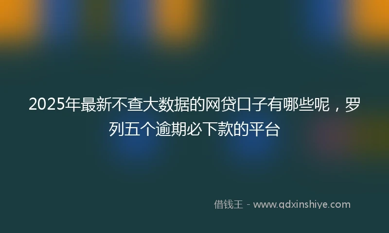 2025年最新不查大数据的网贷口子有哪些呢，罗列五个逾期必下款的平台