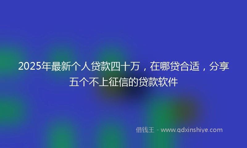 2025年最新个人贷款四十万，在哪贷合适，分享五个不上征信的贷款软件