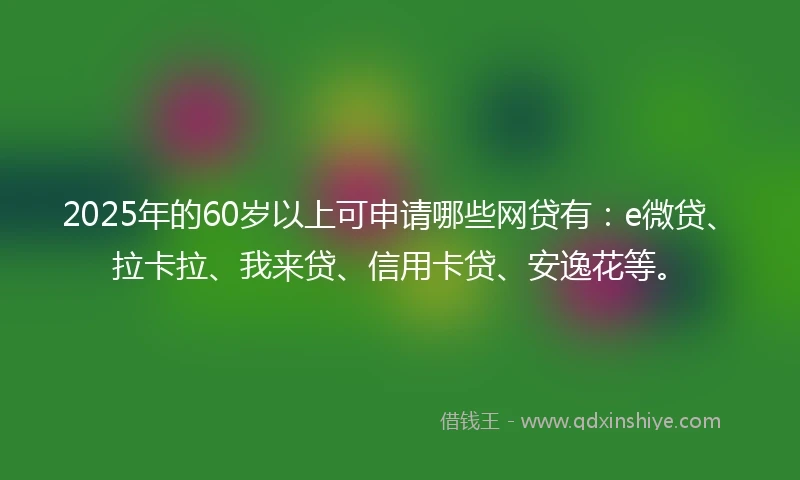 2025年的60岁以上可申请哪些网贷有：e微贷、拉卡拉、我来贷、信用卡贷、安逸花等。
