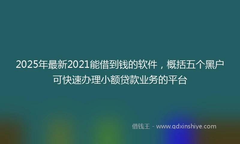 2025年最新2021能借到钱的软件，概括五个黑户可快速办理小额贷款业务的平台