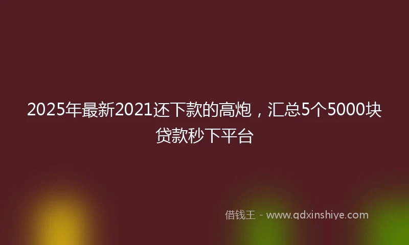 2025年最新2021还下款的高炮，汇总5个5000块贷款秒下平台